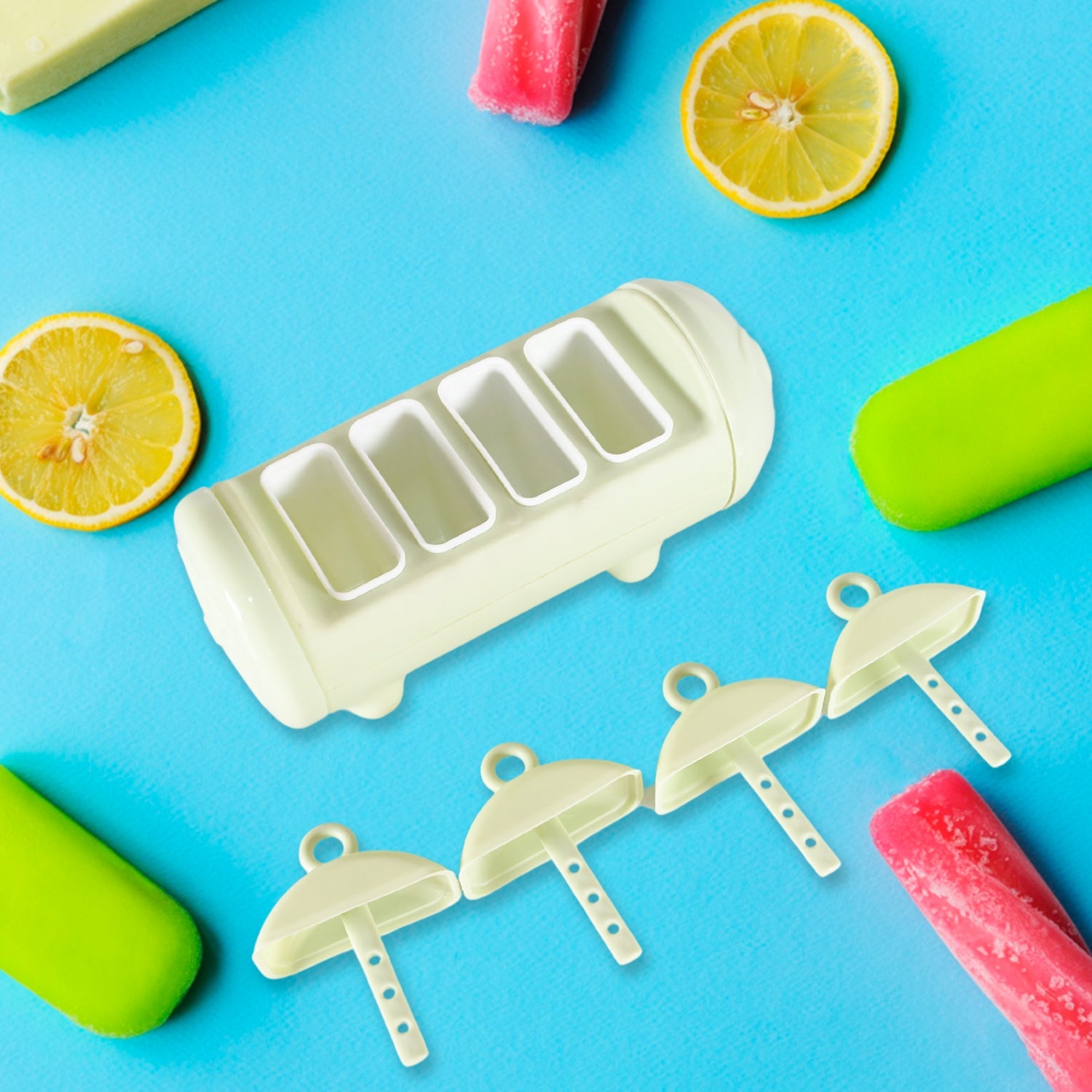 5596 CARTOON SHAPE MOLD ICE CANDY, POPSICLE MOLD ICE, PLASTIC ICE CANDY MAKER KULFI MAKER MOLDS SET WITH 4 CUPS (1 PC / MULTICOLOR) 5596 CARTOON SHAPE MOLD ICE CANDY, POPSICLE MOLD ICE, PLASTIC ICE CANDY MAKER KULFI MAKER MOLDS SET WITH 4 CUPS (1 PC / MULTICOLOR)
